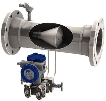 Fuji Electric V-Cone flowmeter with differential pressure transmitter.